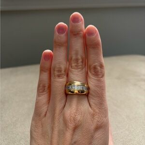 Solid gold and baguette diamond band